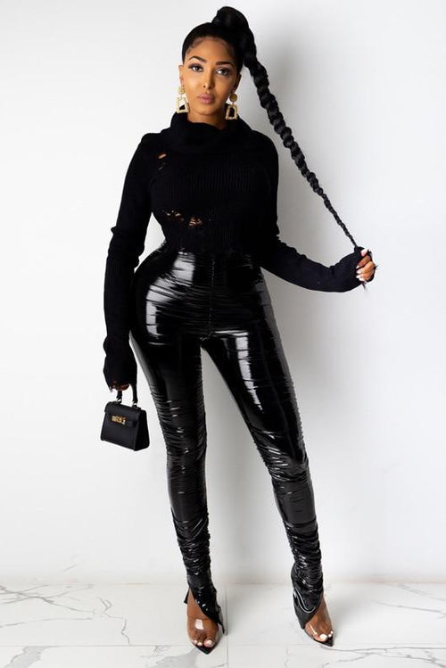 High-Waisted Faux-Leather