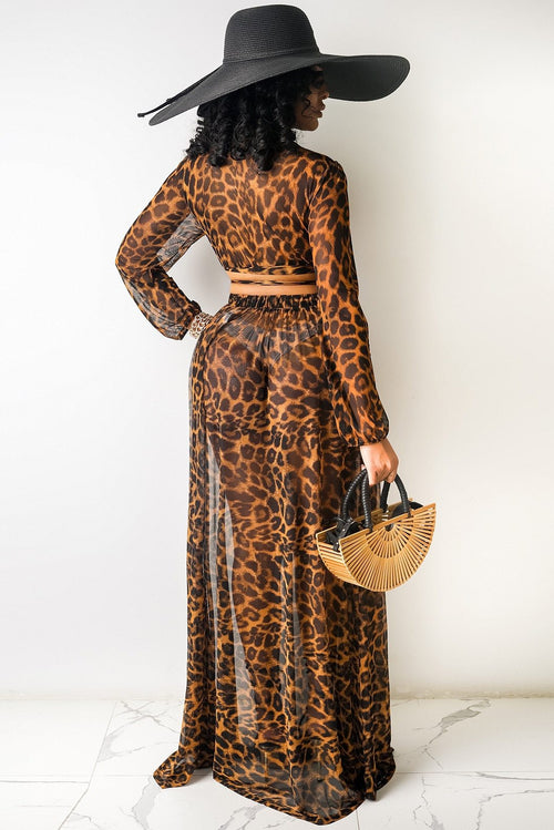 Sheath Leopard Print Skirt Set