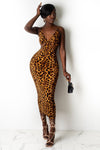 Leopard-Print Spaghetti Dress