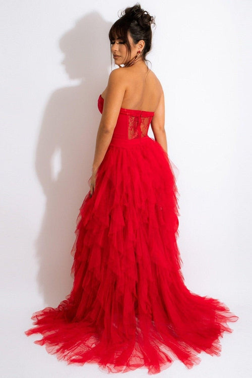 Red Sheer Maxi Dress